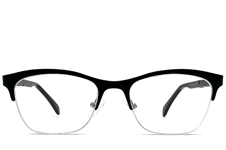 Semi-rimless Black Metal Glasses #BS2012-1143