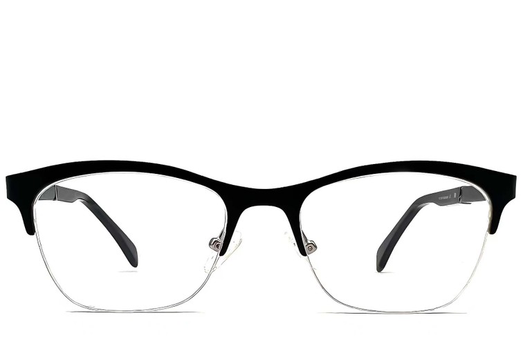 Semi-rimless Black Metal Glasses #BS2012-1143