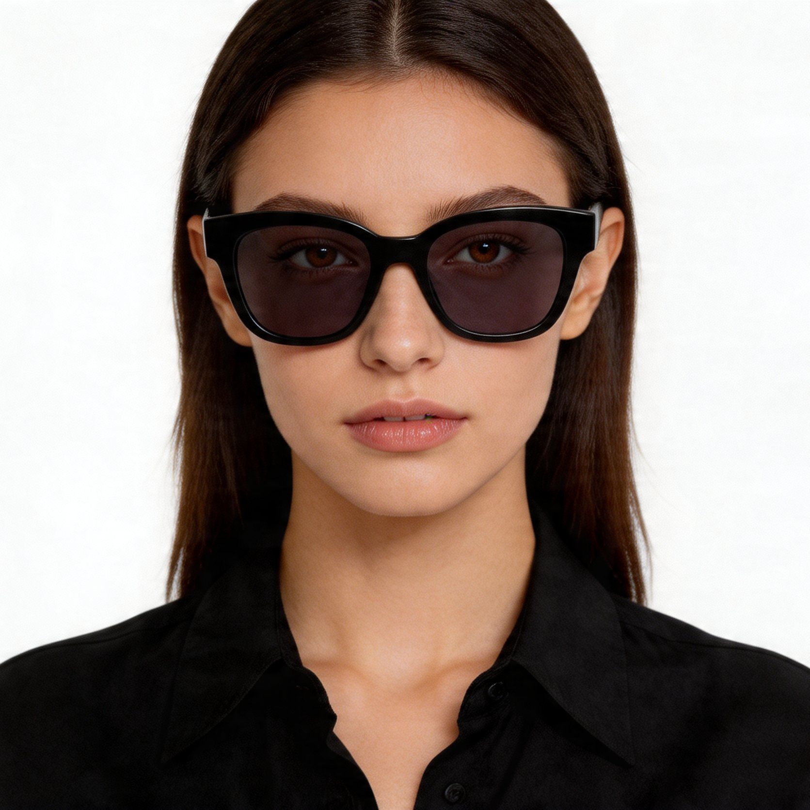 Gafas de sol rectangulares de acetato negro #BS2012-1146