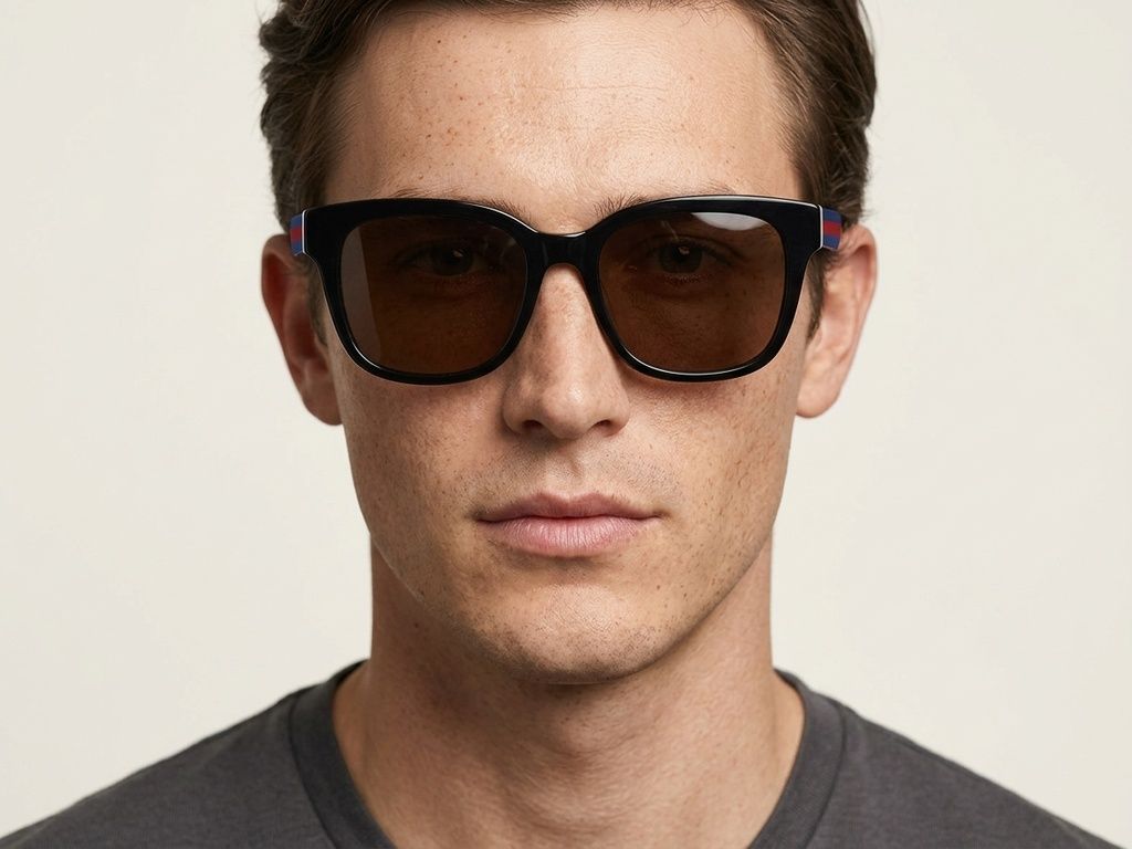 Rechteckige schwarze Acetat-Sonnenbrille #BS2012-1147