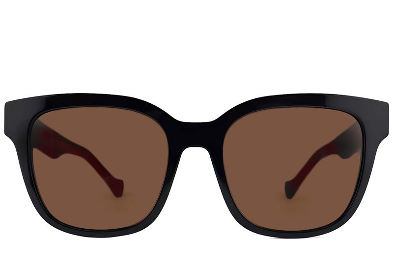 Gafas de sol rectangulares de acetato negro #BS2012-1148