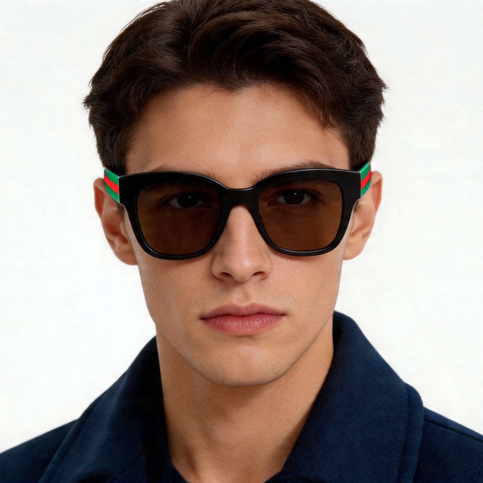 Rectangular Black Acetate Sunglasses #BS2012-1148