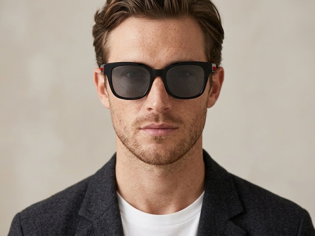 Rectangular Black Acetate Sunglasses #BS2012-1149