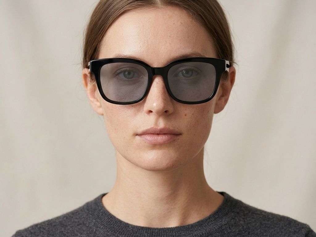 Gafas de sol rectangulares de acetato negro #BS2012-1150