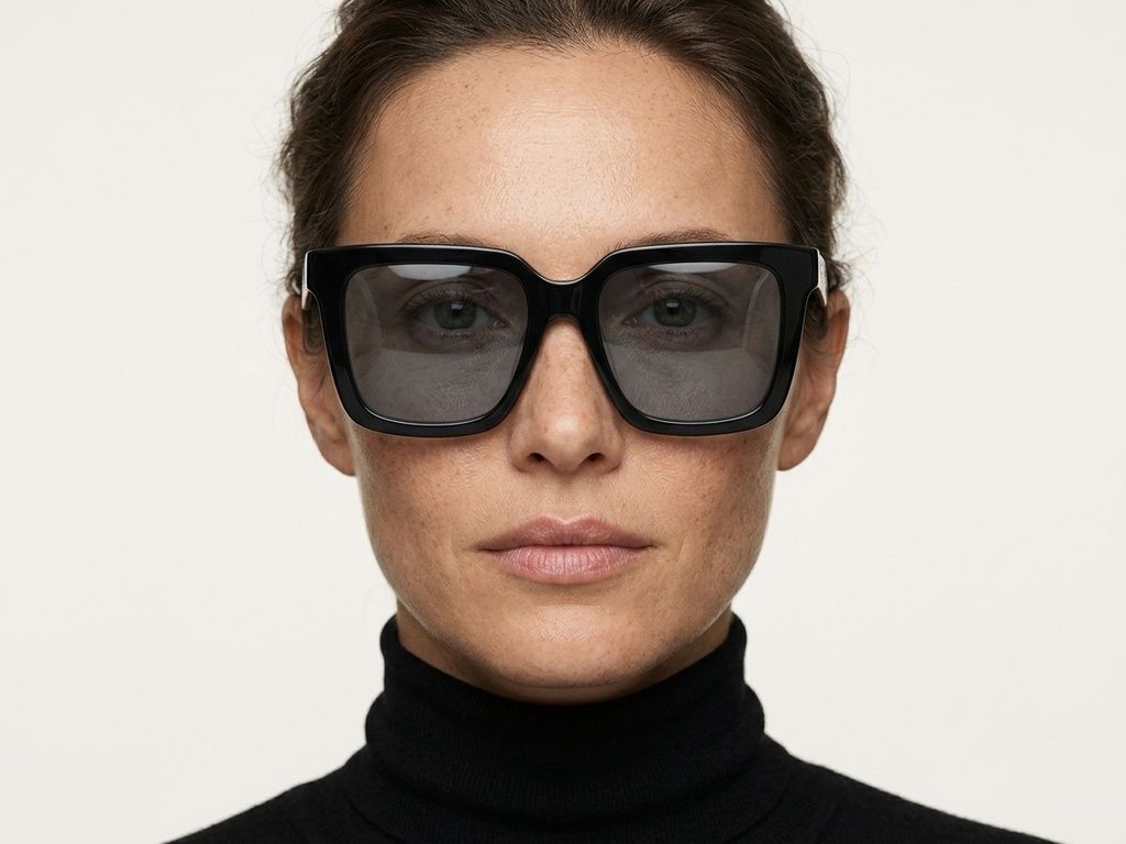 Rectangular Black Acetate Sunglasses #BS2012-1151
