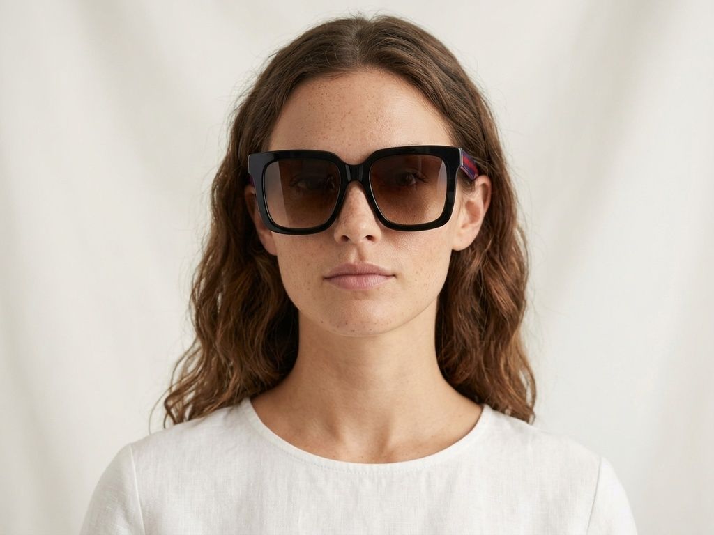 Rectangular Black Acetate Sunglasses #BS2012-1153