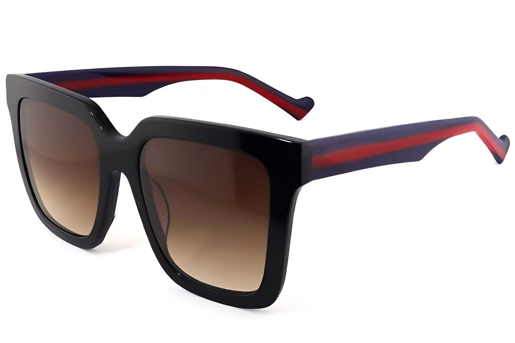 Rectangular Black Acetate Sunglasses #BS2012-1153