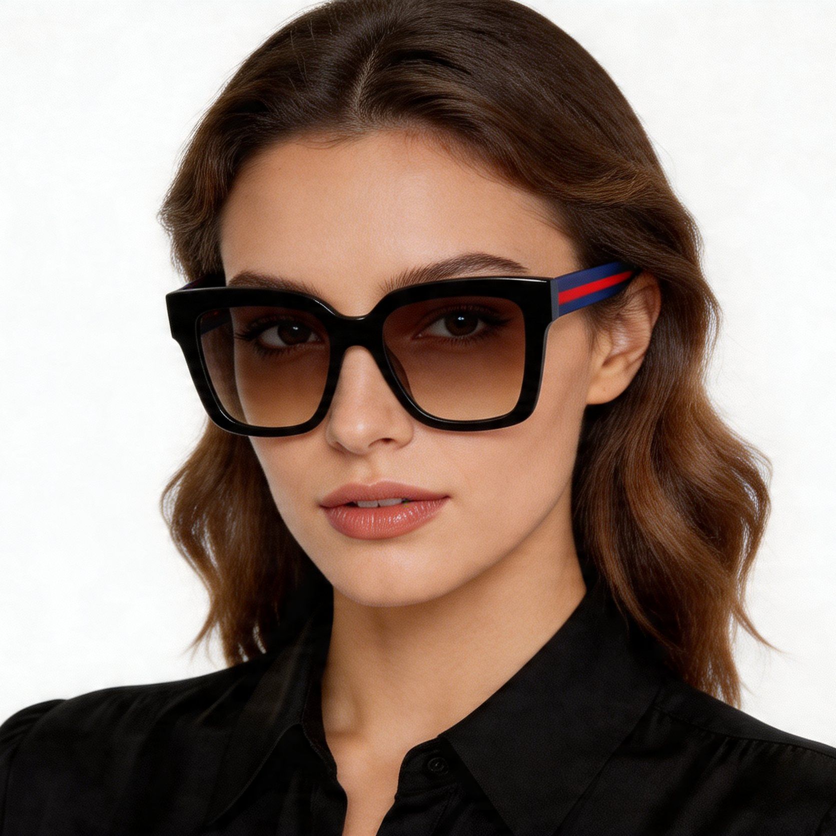 Rectangular Black Acetate Sunglasses #BS2012-1153