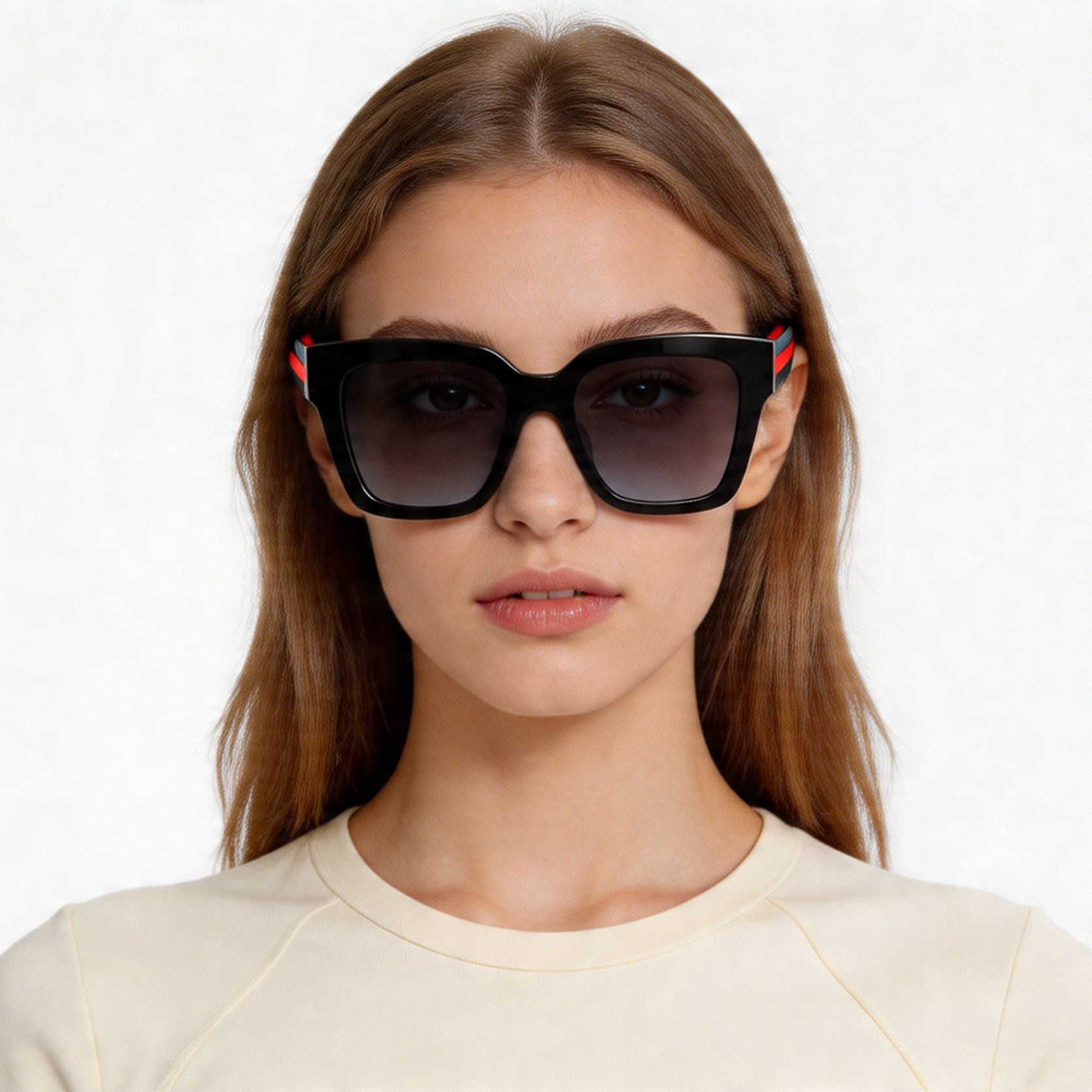 Rectangular Black Acetate Sunglasses #BS2012-1154