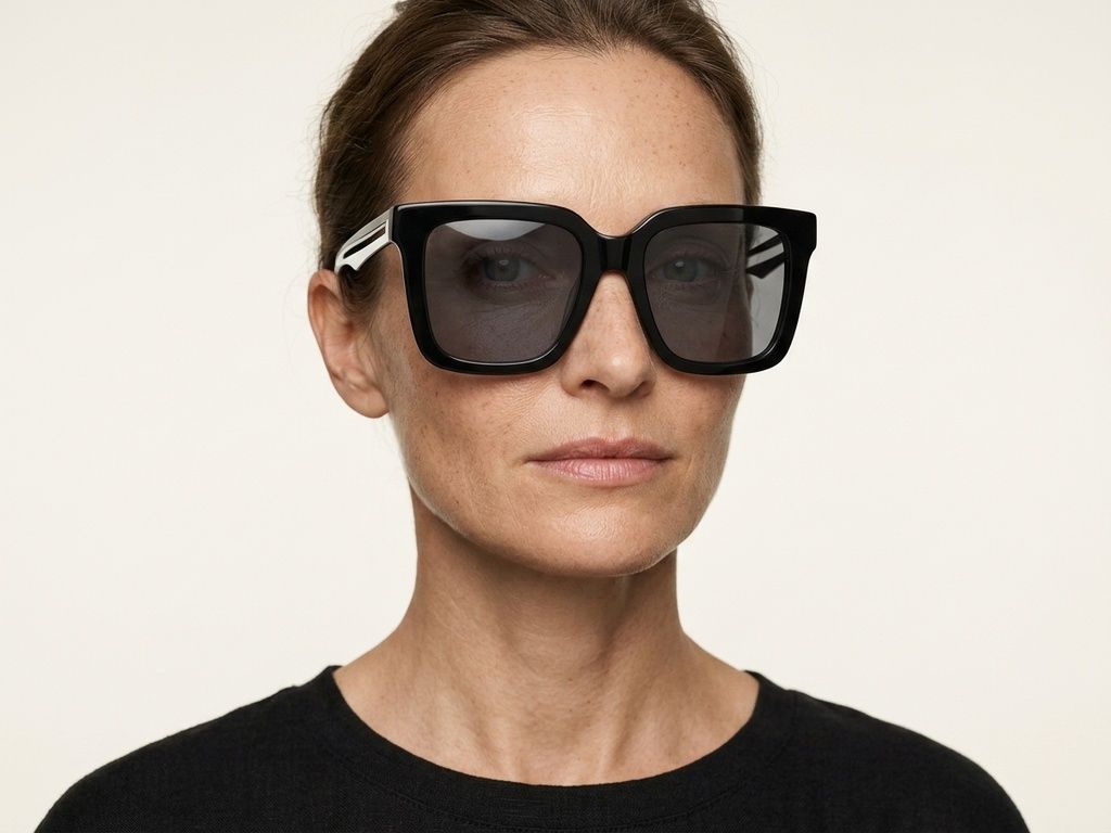 Rectangular Black Acetate Sunglasses #BS2012-1155