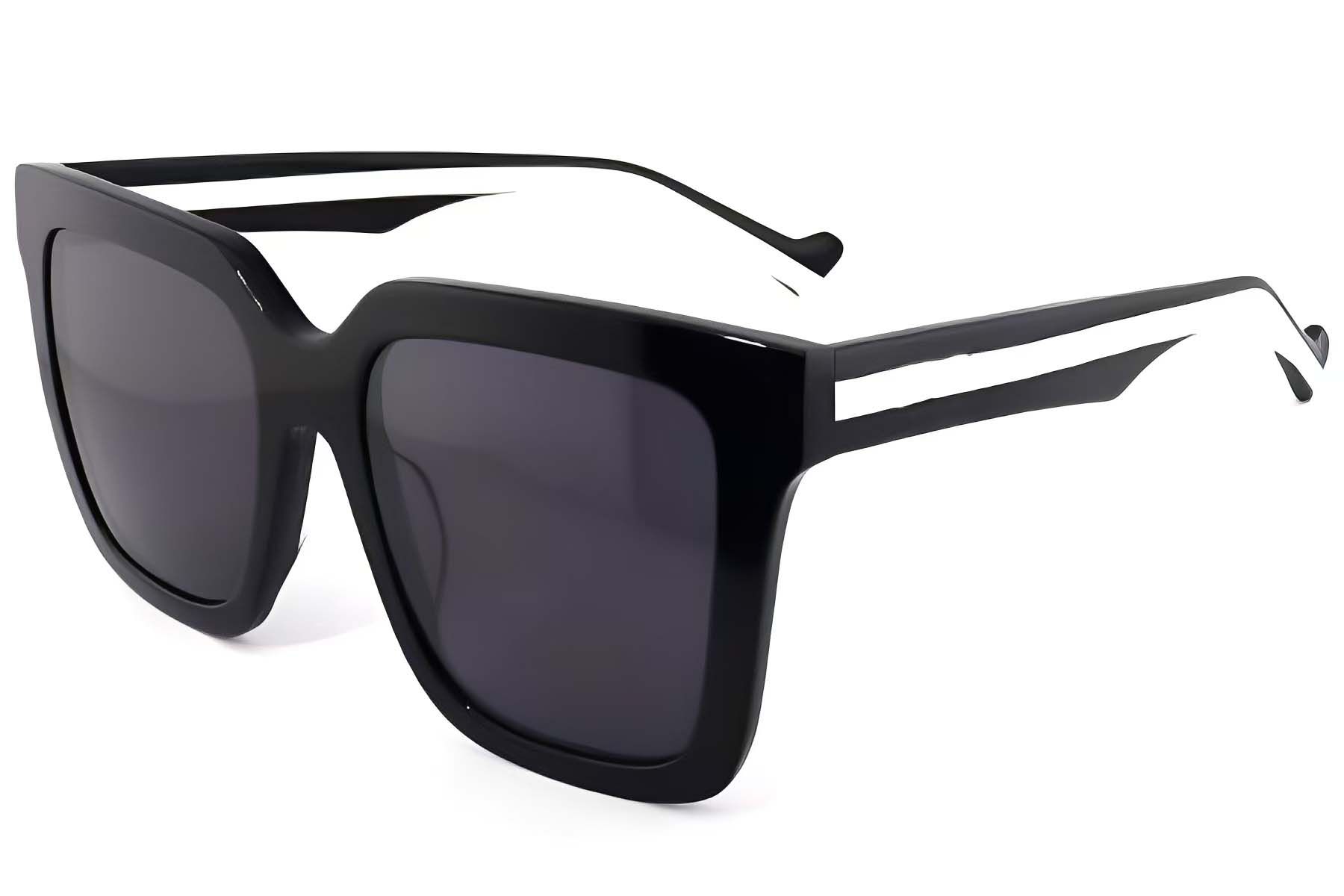 Gafas de sol rectangulares de acetato negro #BS2012-1155