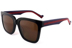 Gafas de sol rectangulares de acetato negro #BS2012-1158