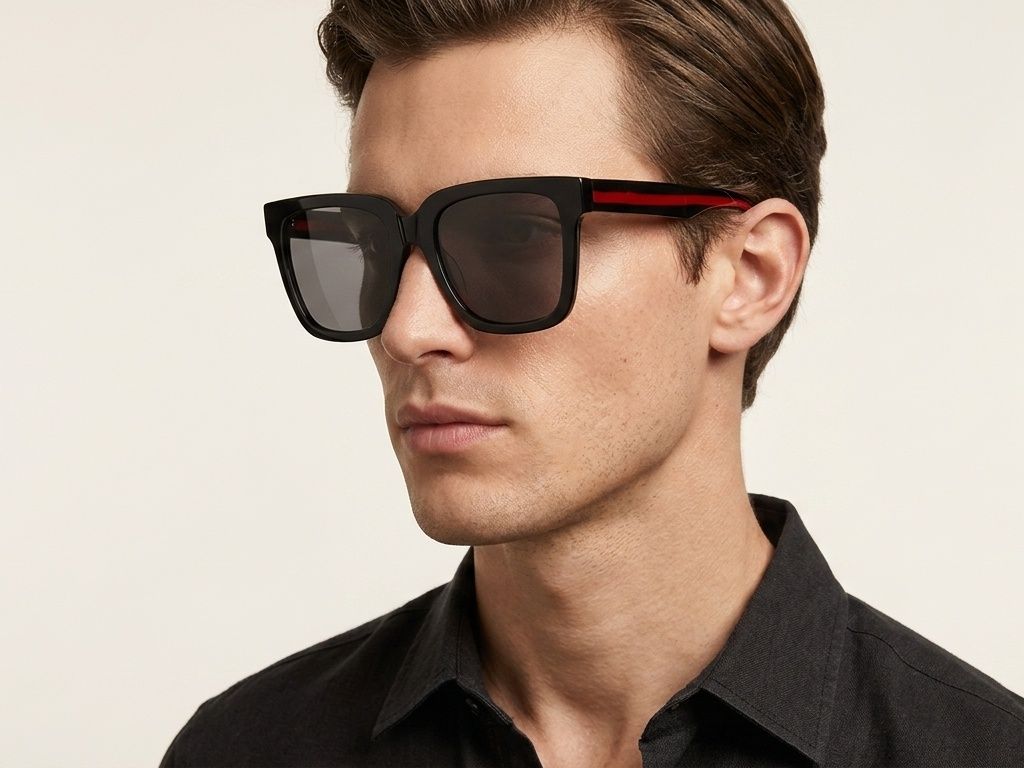 Rectangular Black Acetate Sunglasses #BS2012-1159