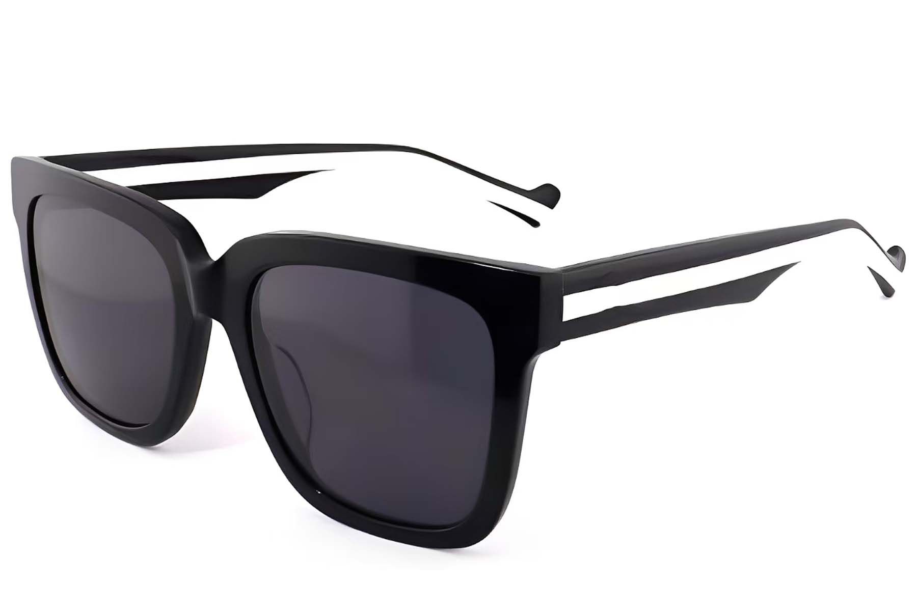 Gafas de sol rectangulares de acetato negro #BS2012-1160