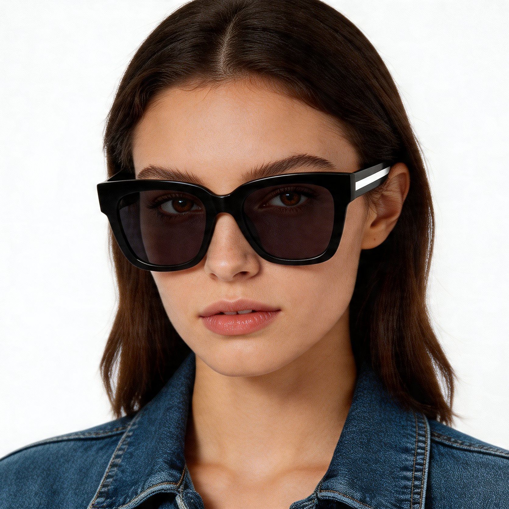 Rectangular Black Acetate Sunglasses #BS2012-1160