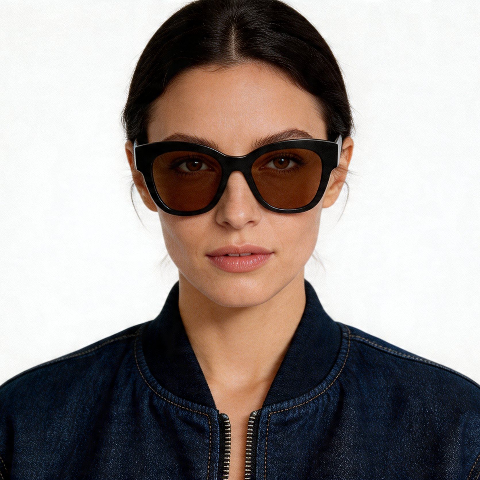 Gafas de sol ovaladas de acetato negro #BS2012-1161