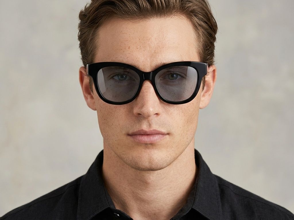 Oval Black Acetate Sunglasses #BS2012-1162
