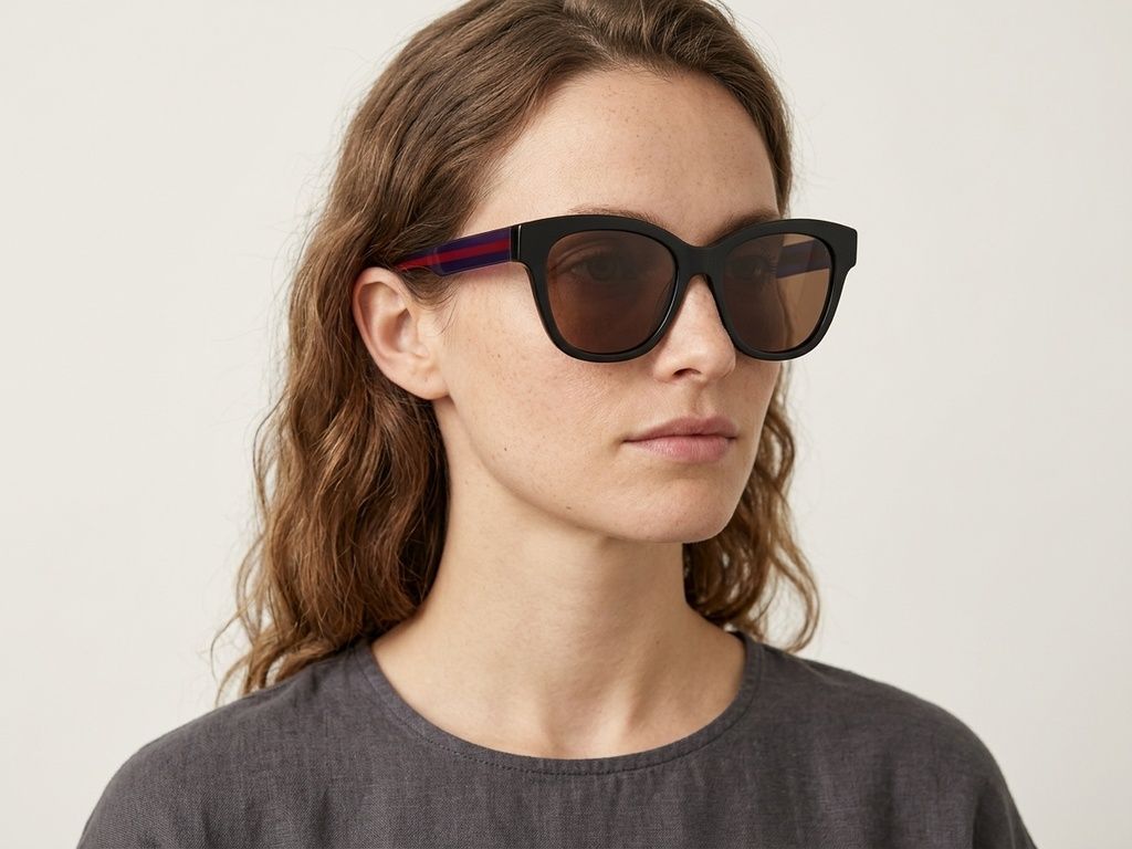 Oval Black Acetate Sunglasses #BS2012-1163