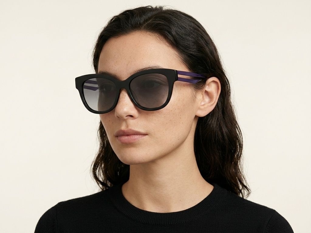 Oval Black Acetate Sunglasses #BS2012-1164