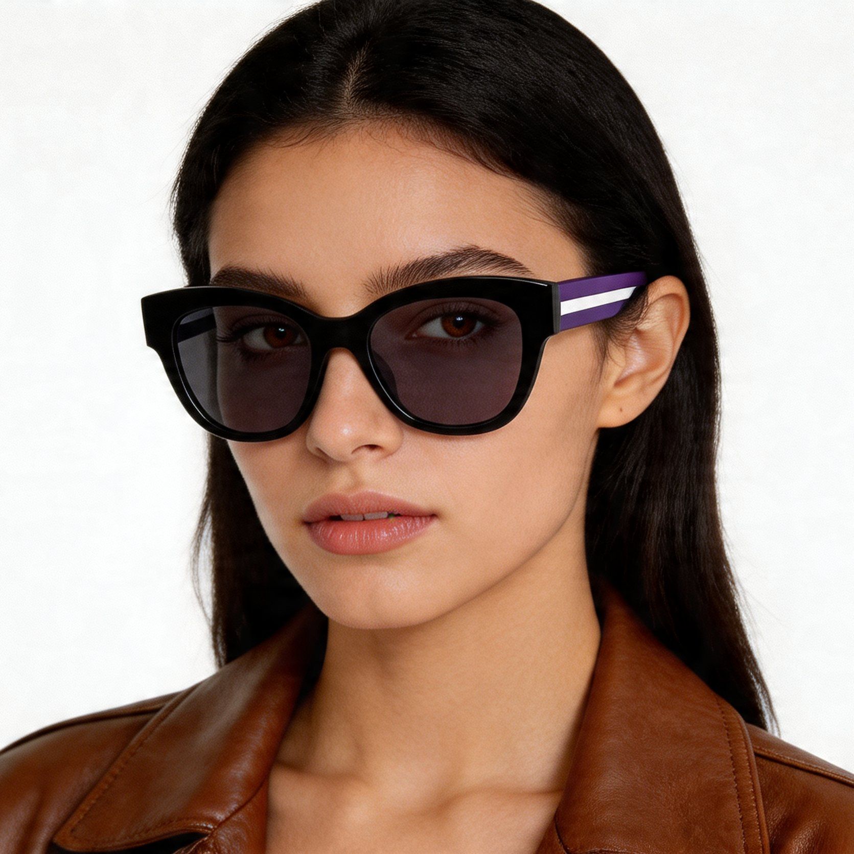 Gafas de sol ovaladas de acetato negro #BS2012-1164