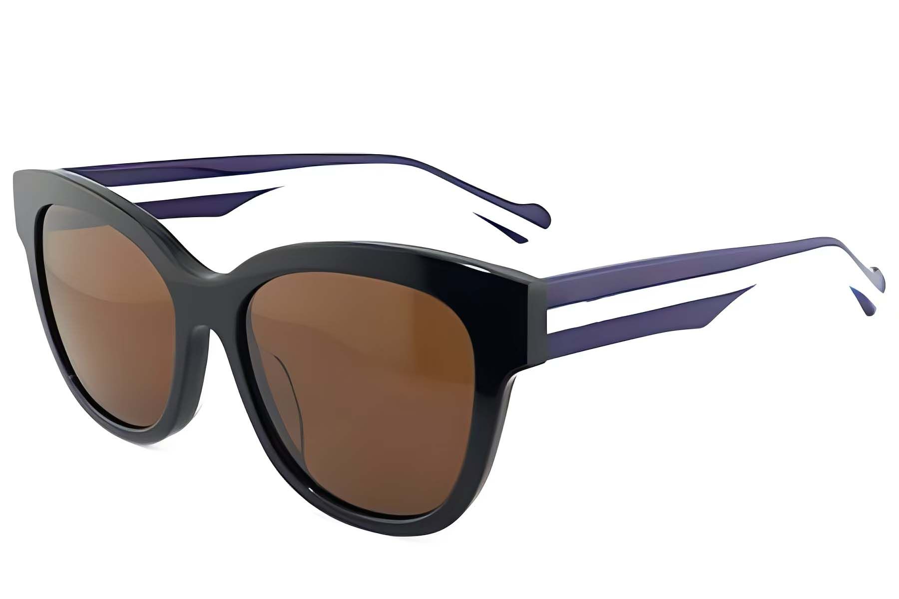 Lunettes de soleil ovales en acétate noir #BS2012-1165