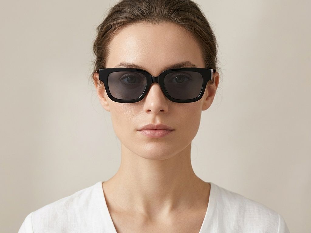 Gafas de sol rectangulares de acetato negro #BS2012-1171