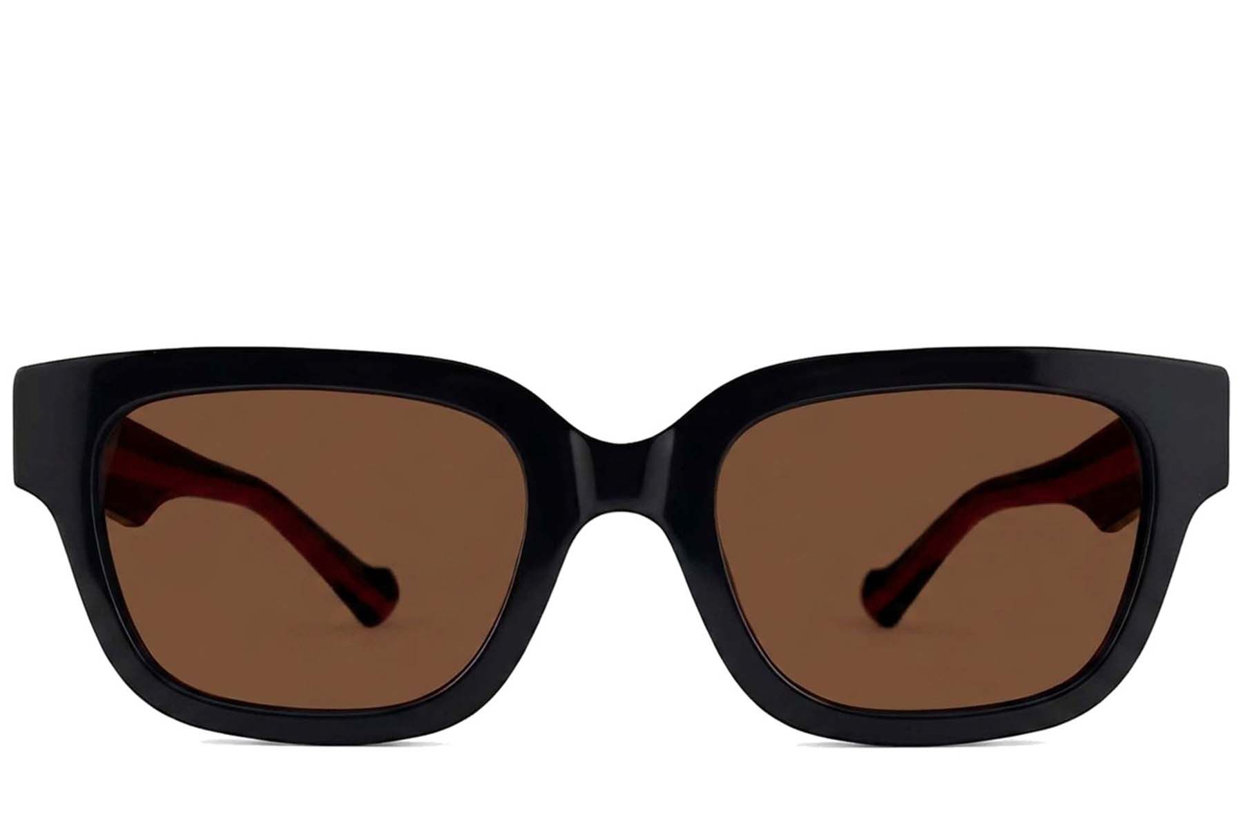 Gafas de sol rectangulares de acetato negro #BS2012-1172