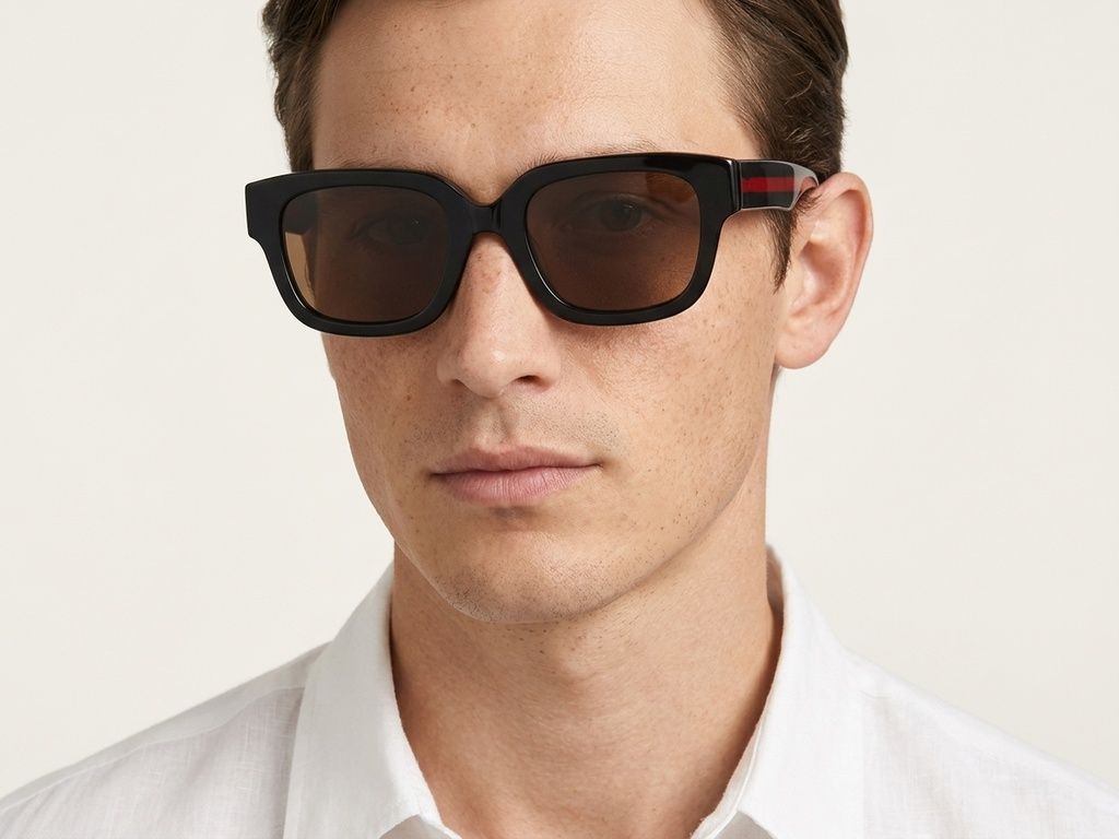 Rectangular Black Acetate Sunglasses #BS2012-1173