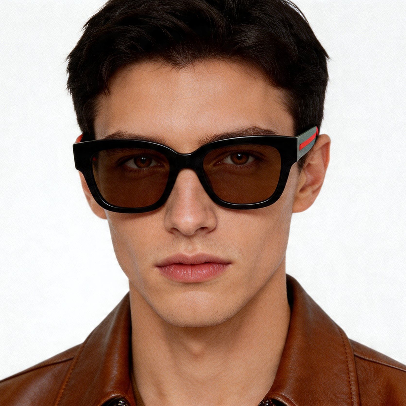 Rectangular Black Acetate Sunglasses #BS2012-1173