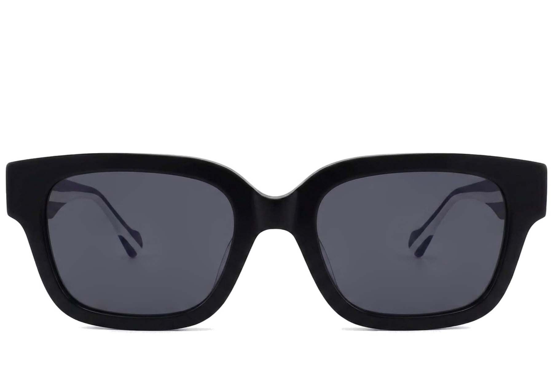 Gafas de sol rectangulares de acetato negro #BS2012-1174