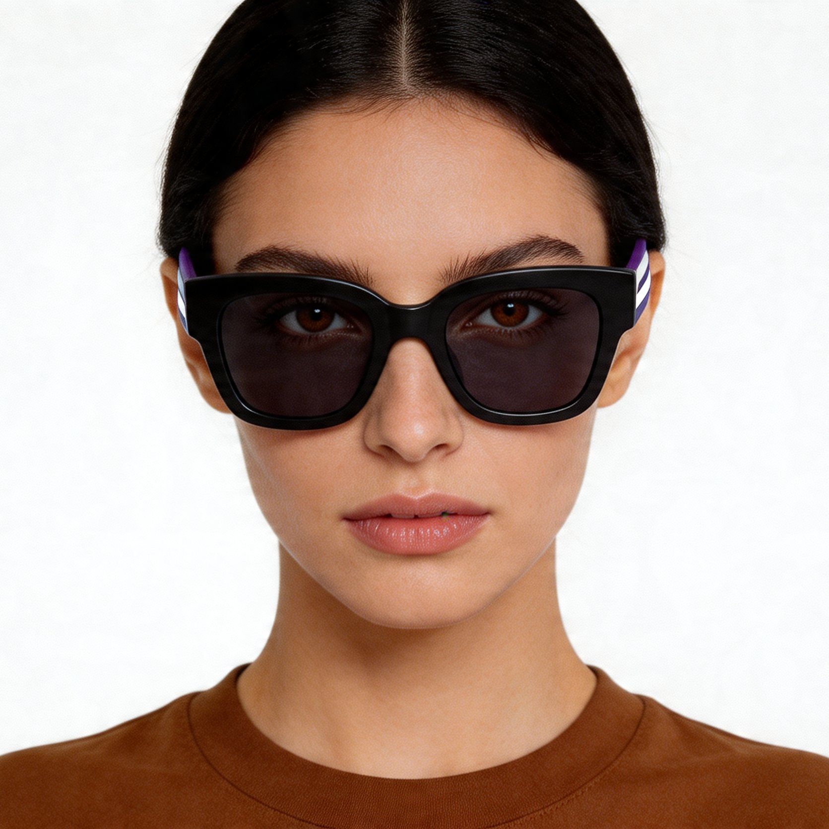 Rechteckige schwarze Acetat-Sonnenbrille #BS2012-1174