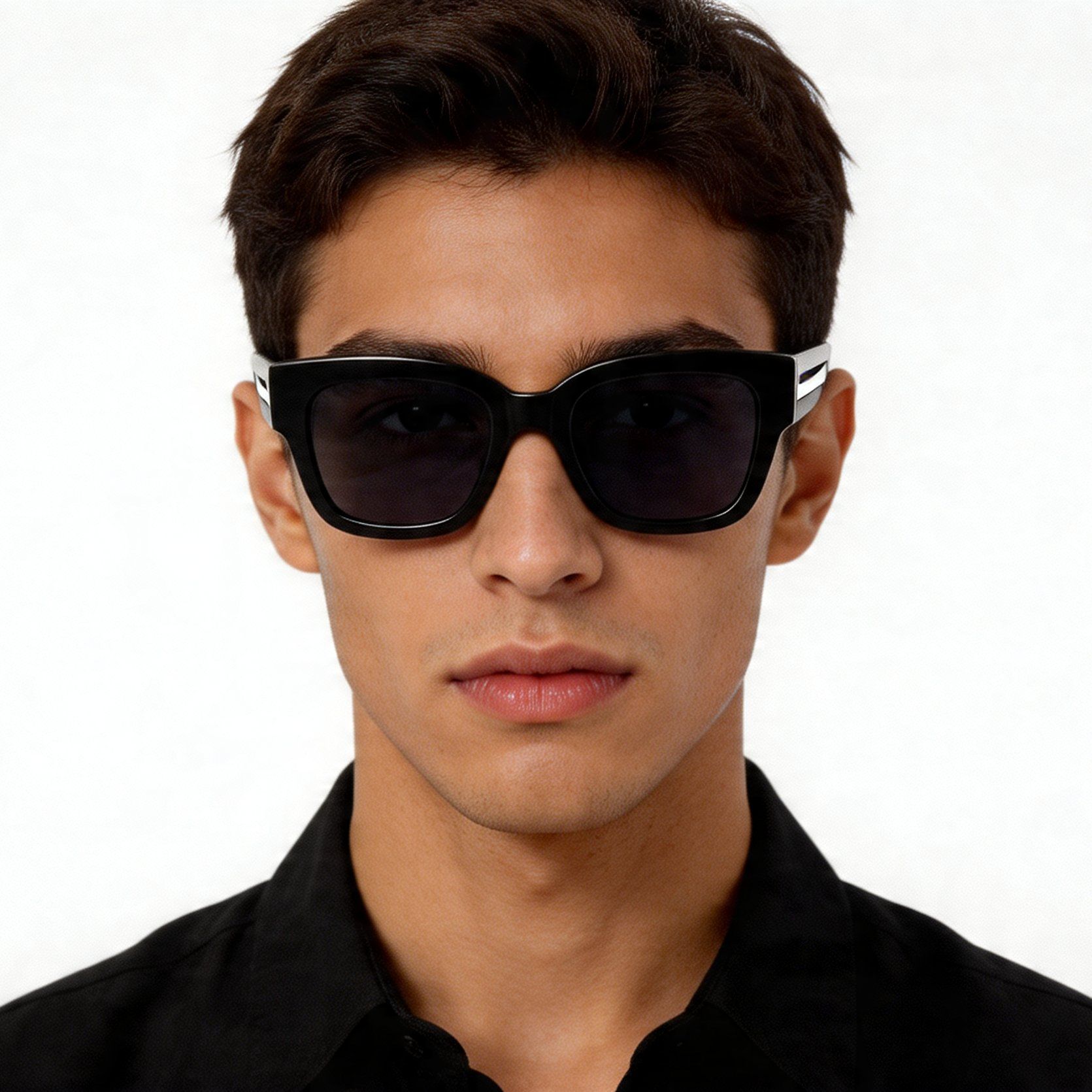 Rectangular Black Acetate Sunglasses #BS2012-1175