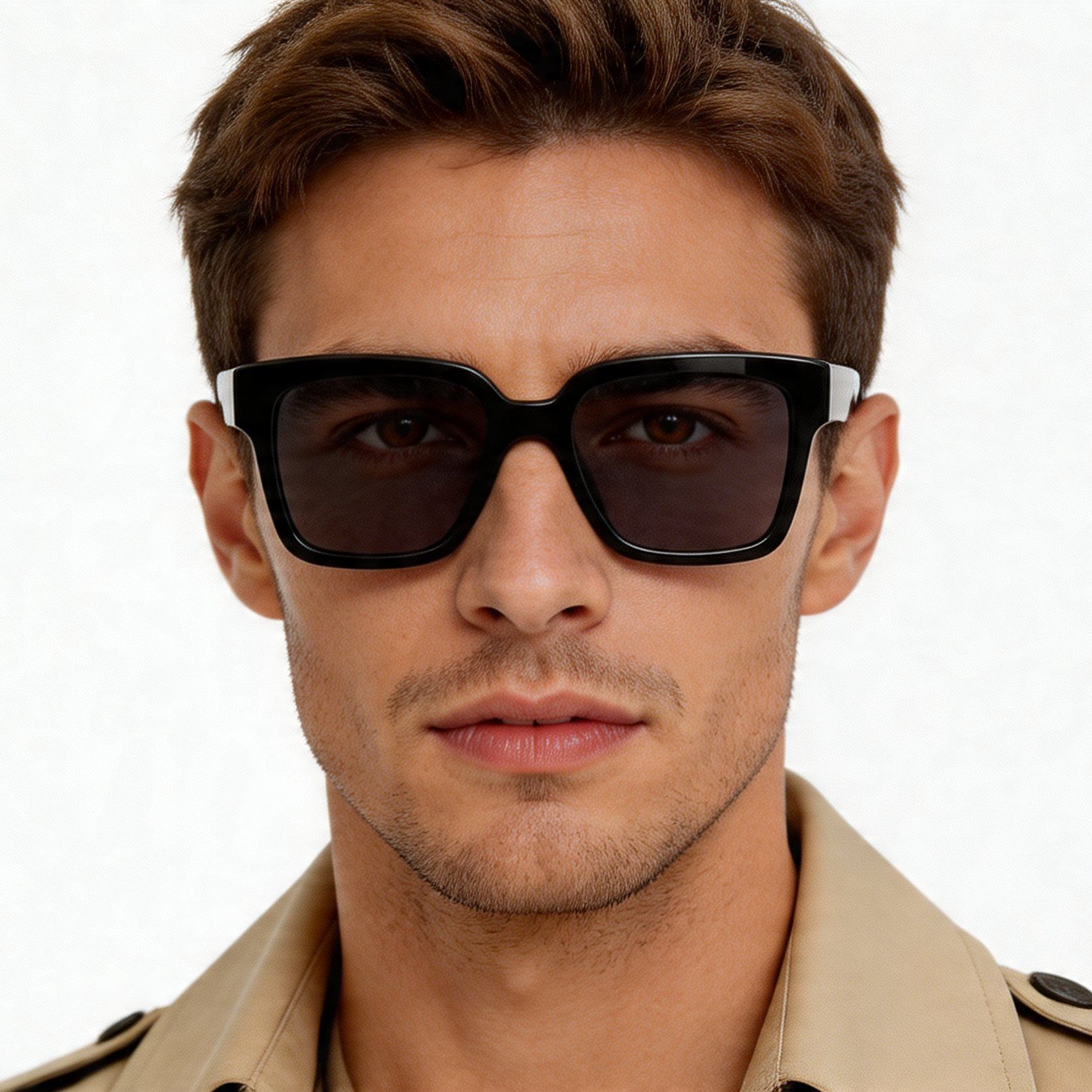 Rectangular Black Acetate Sunglasses #BS2012-1176
