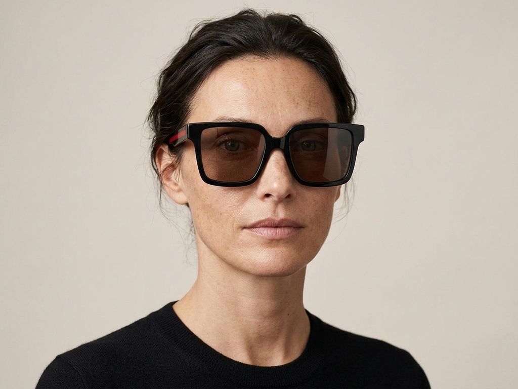 Rectangular Black Acetate Sunglasses #BS2012-1177