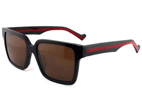 Lunettes de soleil rectangulaires en acétate noir #BS2012-1177