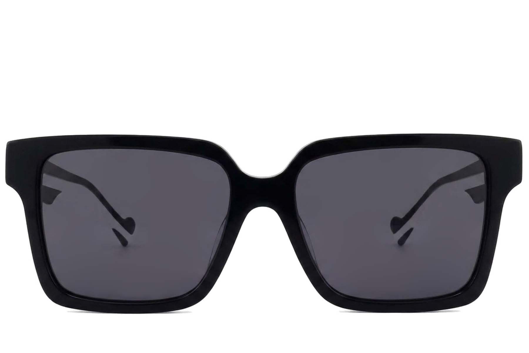 Gafas de sol rectangulares de acetato negro #BS2012-1180