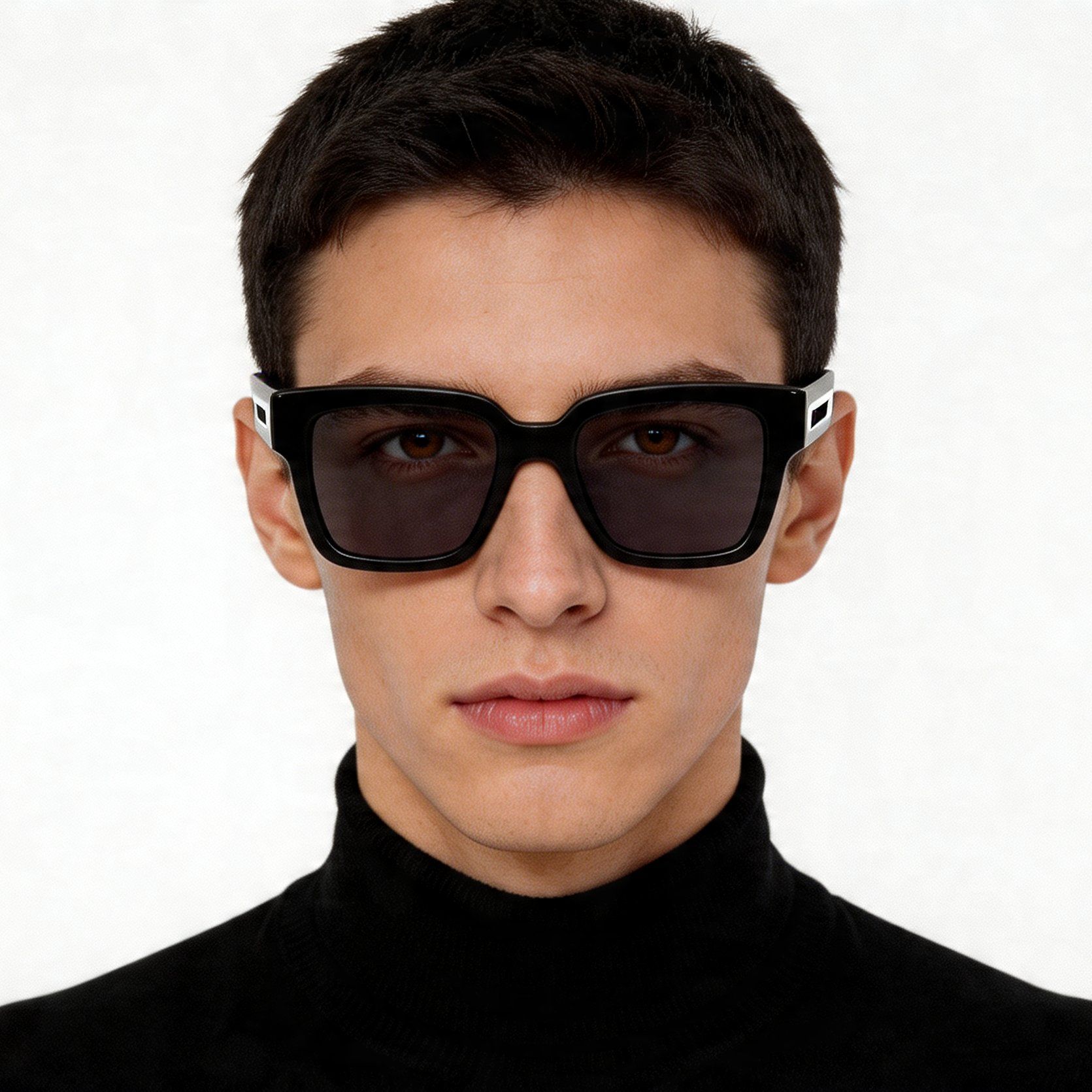 Rectangular Black Acetate Sunglasses #BS2012-1180