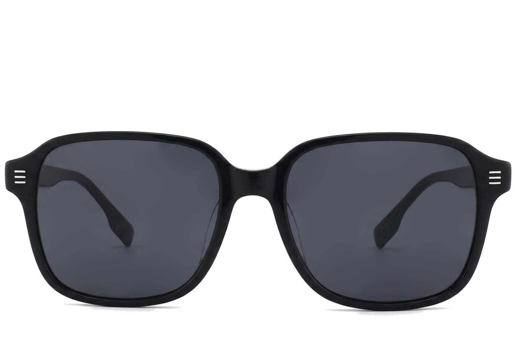 Gafas de sol rectangulares de acetato negro #BS2012-1186