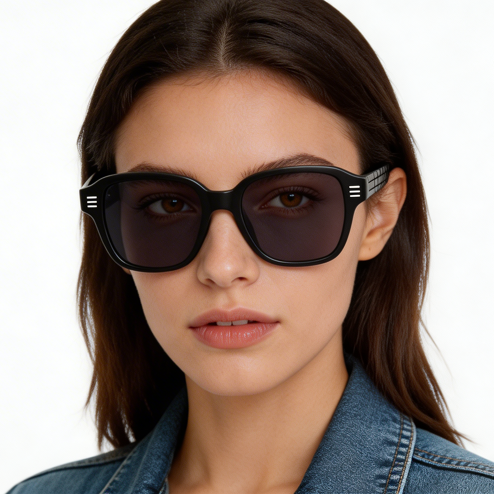 Rectangular Black Acetate Sunglasses #BS2012-1186