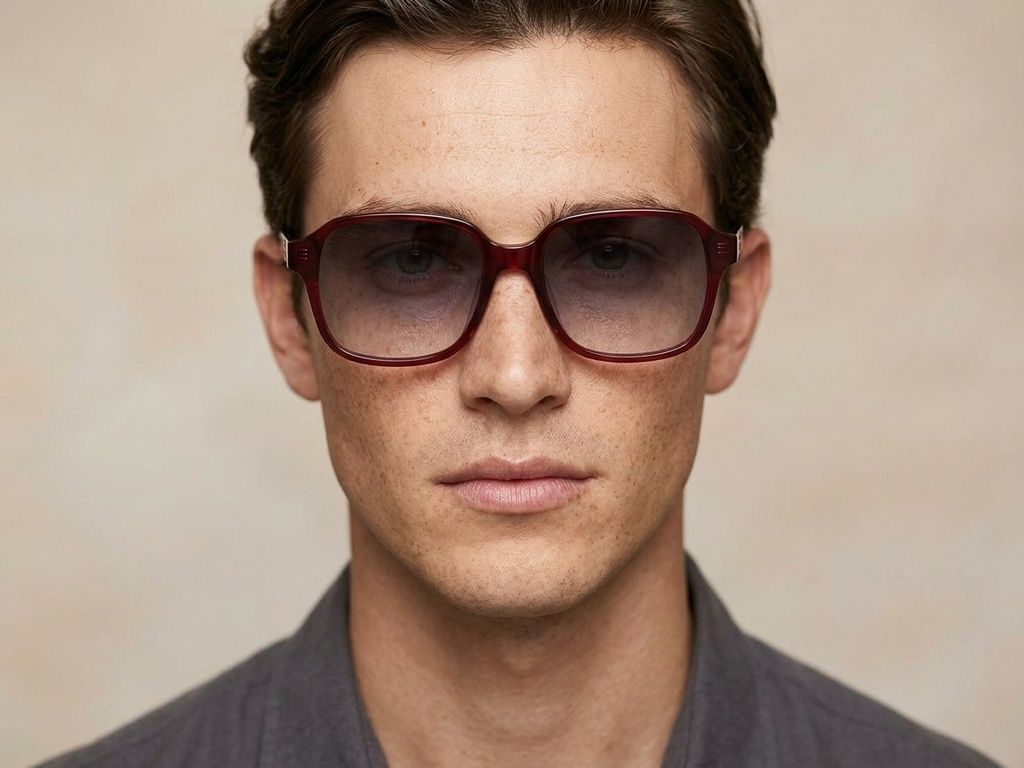Rectangular Red Acetate Sunglasses #BS2012-1189