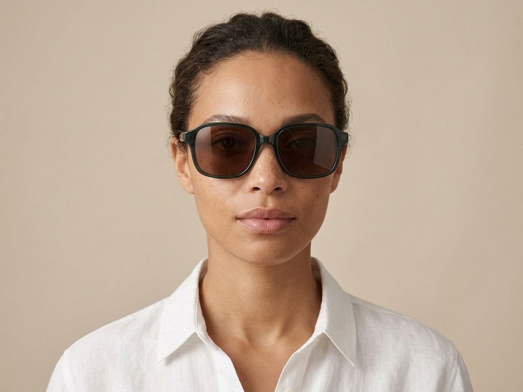 Rectangular Green Acetate Sunglasses #BS2012-1190