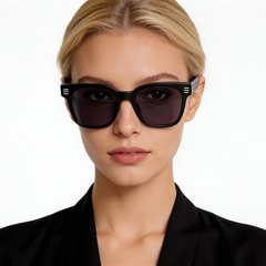 Gafas de sol rectangulares de acetato negro #BS2012-1191