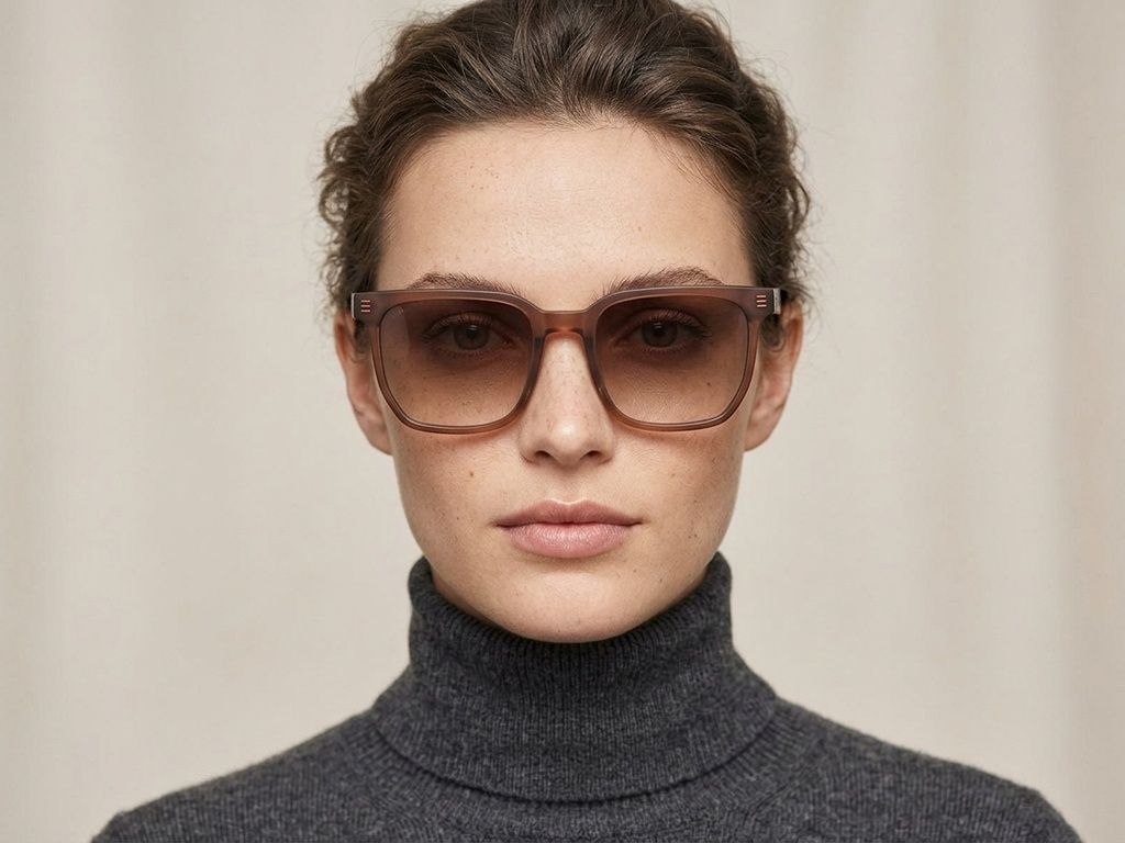 Rectangular Brown Acetate Sunglasses #BS2012-1193