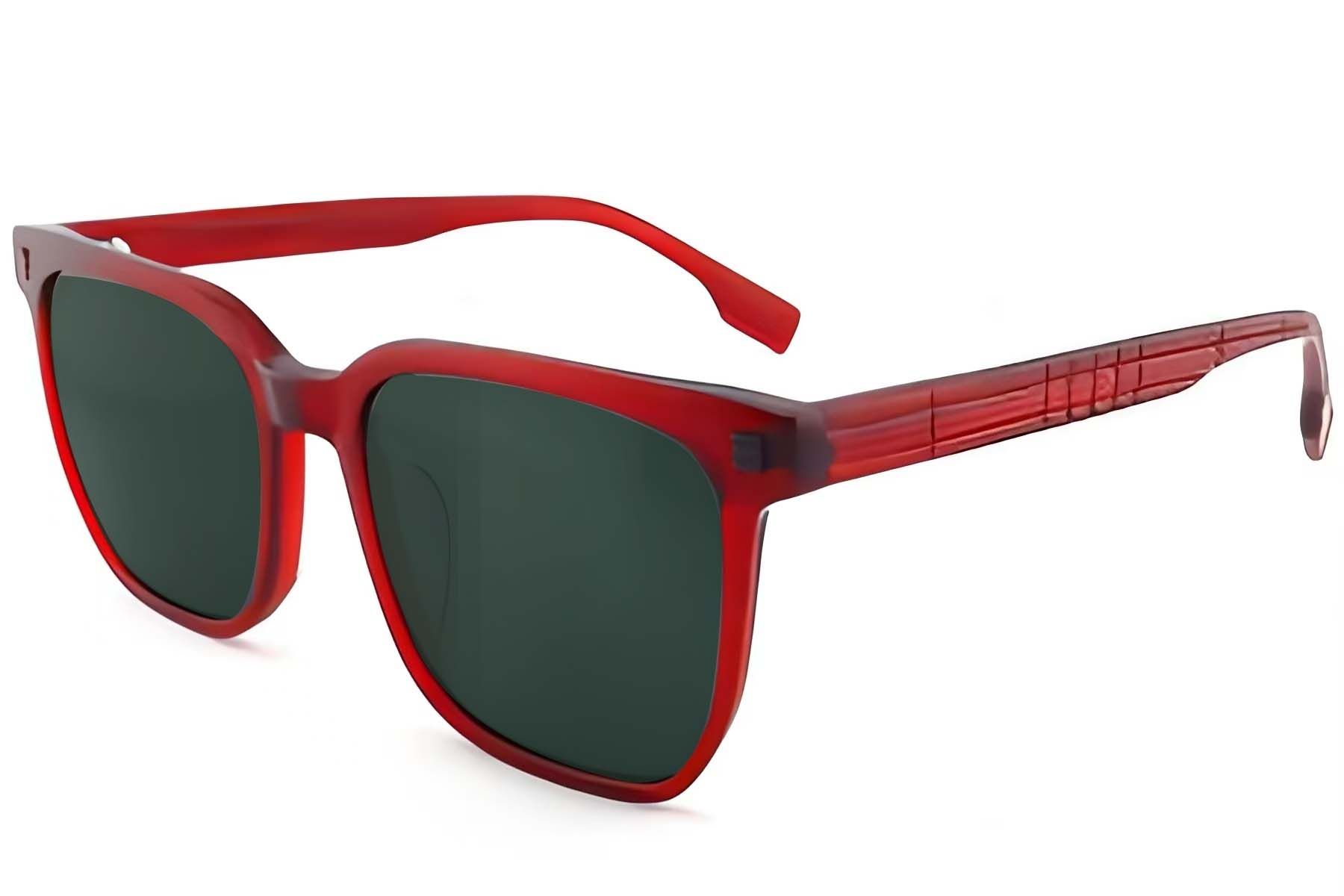 Gafas de sol rectangulares de acetato rojo #BS2012-1194
