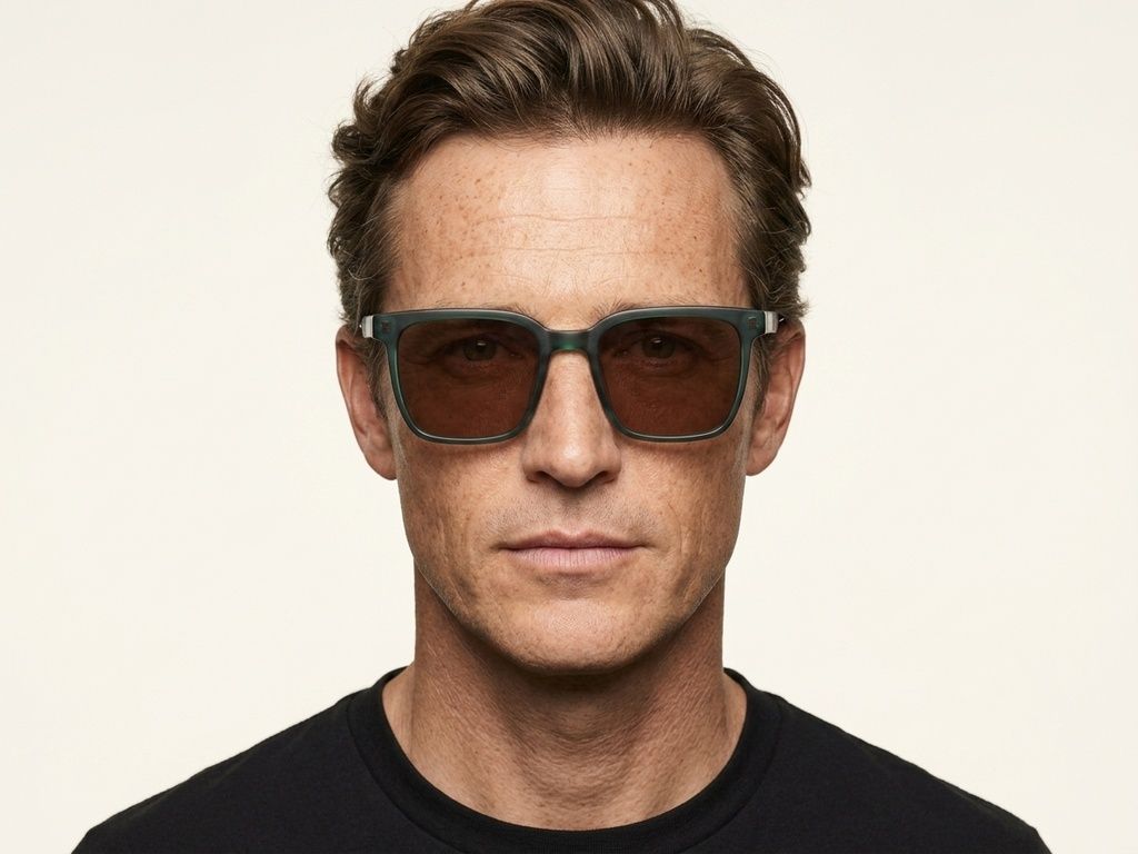 Gafas de sol rectangulares de acetato verde #BS2012-1195