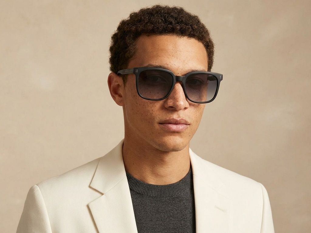 Rectangular Black Acetate Sunglasses #BS2012-1196