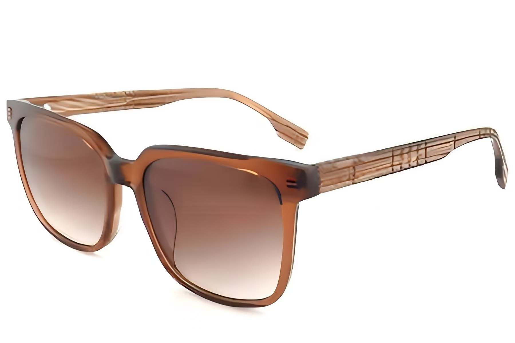Rectangular Brown Acetate Sunglasses #BS2012-1198