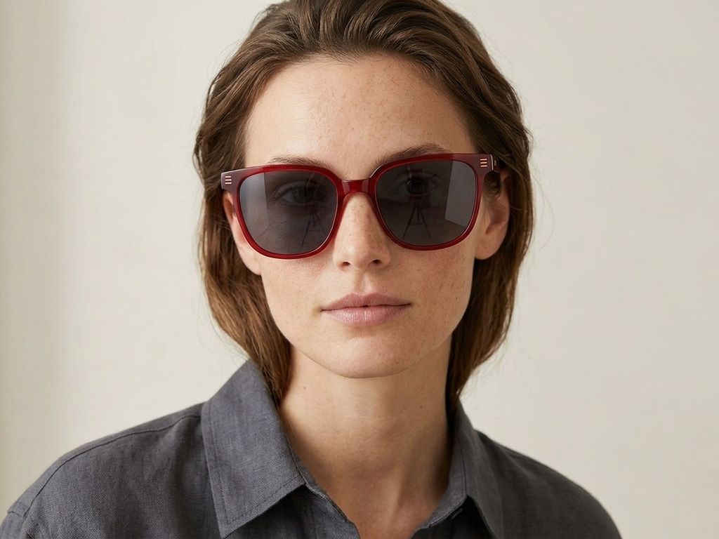 Rectangular Red Acetate Sunglasses #BS2012-1203