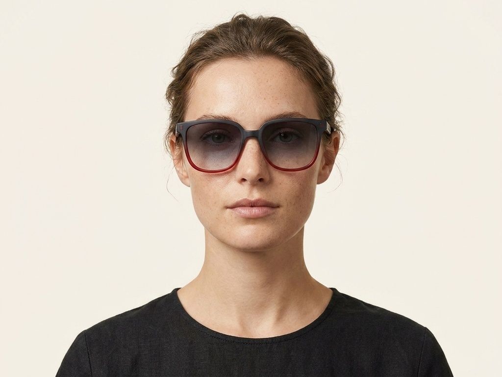 Gafas de sol rectangulares de acetato rojo #BS2012-1204