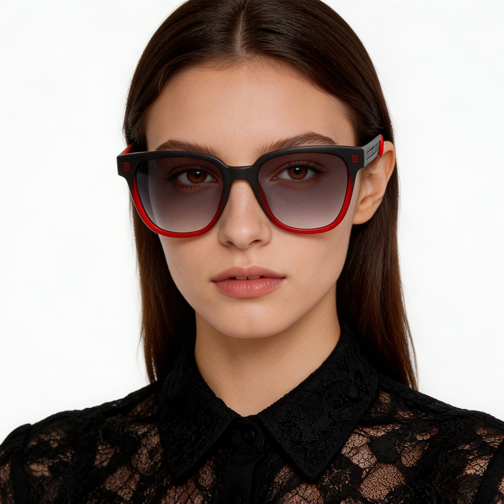 Gafas de sol rectangulares de acetato rojo #BS2012-1204